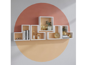 Scaffale da parete in legno "Elitra" - 180 x 15 x 59 cm - Bianco 2