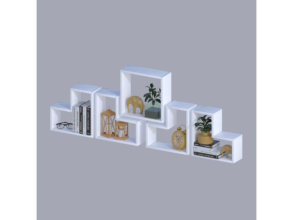Scaffale da parete in legno "Elitra" - 180 x 15 x 59 cm - Bianco