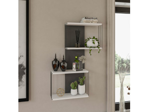 Mensola da parete in legno "Destan" - 65 x 19 x 96 cm - Bianco 2