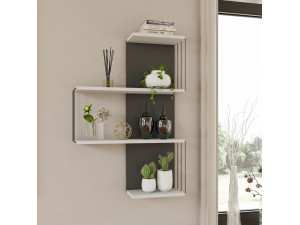 Mensola da parete in legno "Cambel" - 64 x 19 x 96 cm - Bianco 2