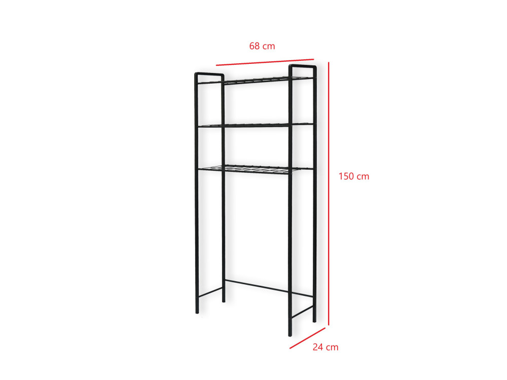 Armadio per lavatrice in metallo "Nigel" - 68 x 24 x 150 cm - Nero