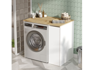 Mobile lavatrice in legno "SA1" - 93 x 60 x 88 cm - Bianco 2
