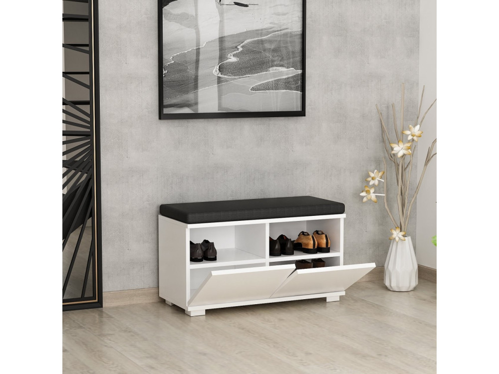 Scarpiera in legno "Drago" - 80 x 35 x 42 cm - Bianco
