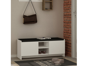 Scarpiera in legno "Zulla" - 110 x 37 x 43 cm - Bianco 2
