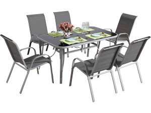 Salotto da giardino 6 posti "Cordoba + Porto" 6 persone- grigio chiaro