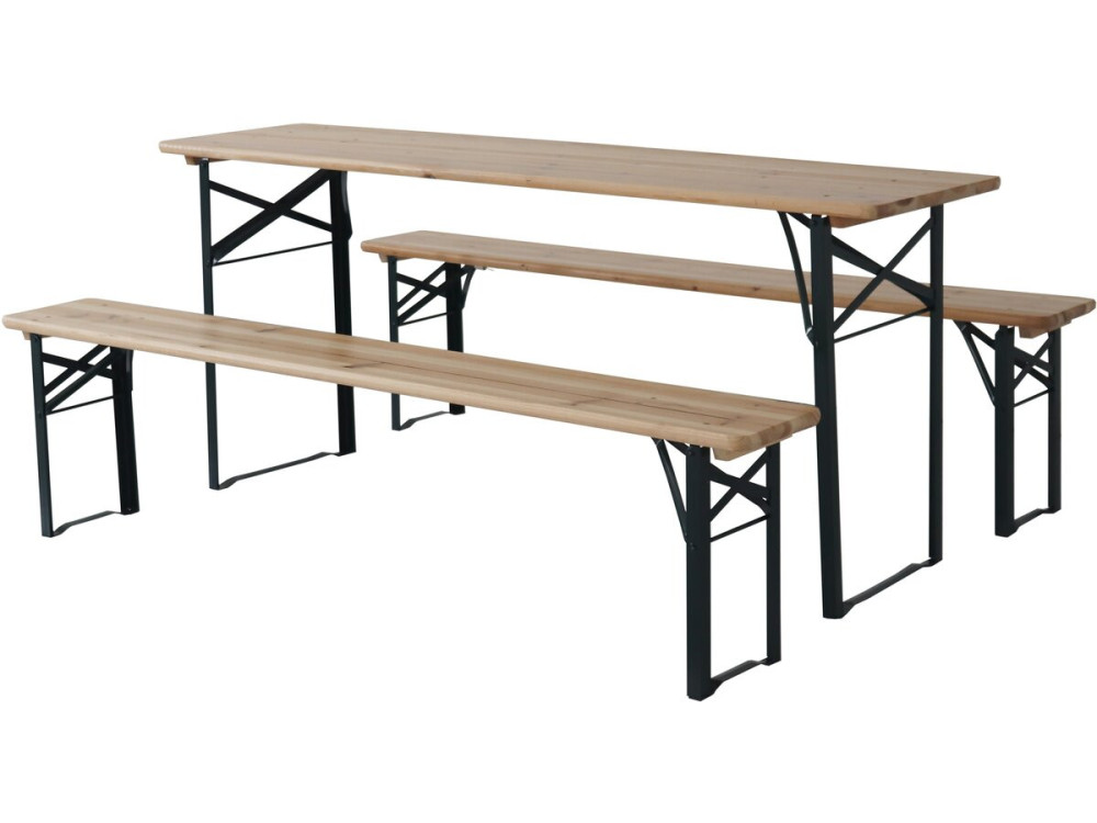 Tavolo da giardino pieghevole da brasserie con 2 panche "Lisbon" - 176 x 46 x 75 cm - Marrone