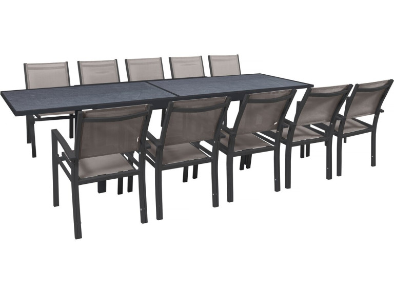 Set da pranzo da giardino estensibile "Lagos" - 200/320 x 105 x 76 cm - 10 sedie - Talpa