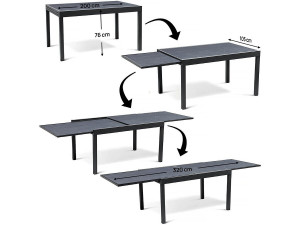 Set da pranzo da giardino estensibile "Lagos" - 200/320 x 105 x 76 cm - 10 sedie - Talpa 2