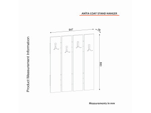 Appendiabiti da parete in legno "Anita" - 64 x 3 x 80 cm - Bianco