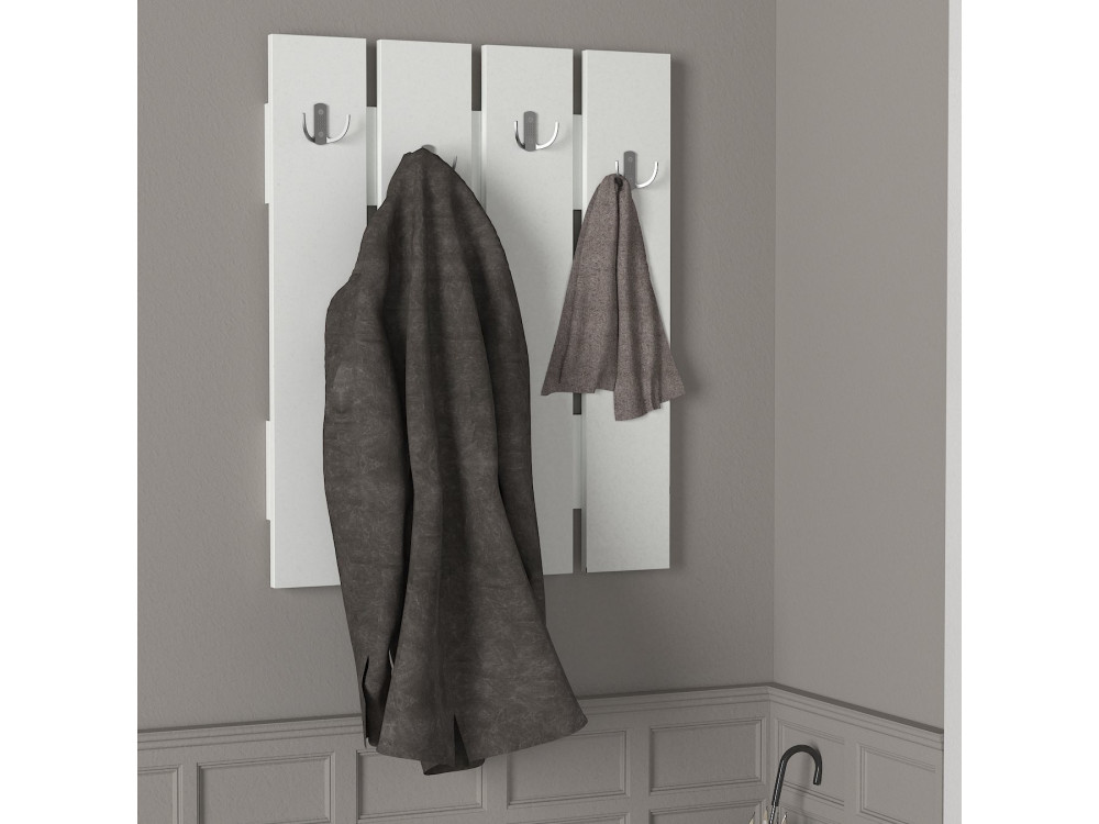 Appendiabiti da parete in legno "Anita" - 64 x 3 x 80 cm - Bianco