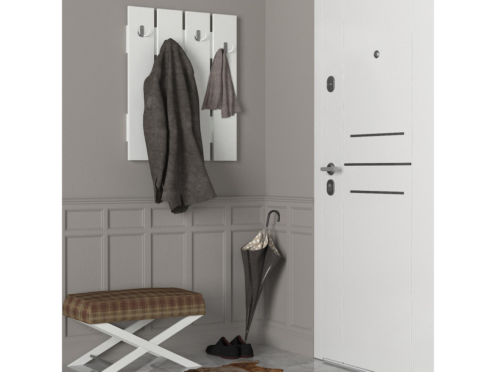 Appendiabiti da parete in legno "Anita" - 64 x 3 x 80 cm - Bianco