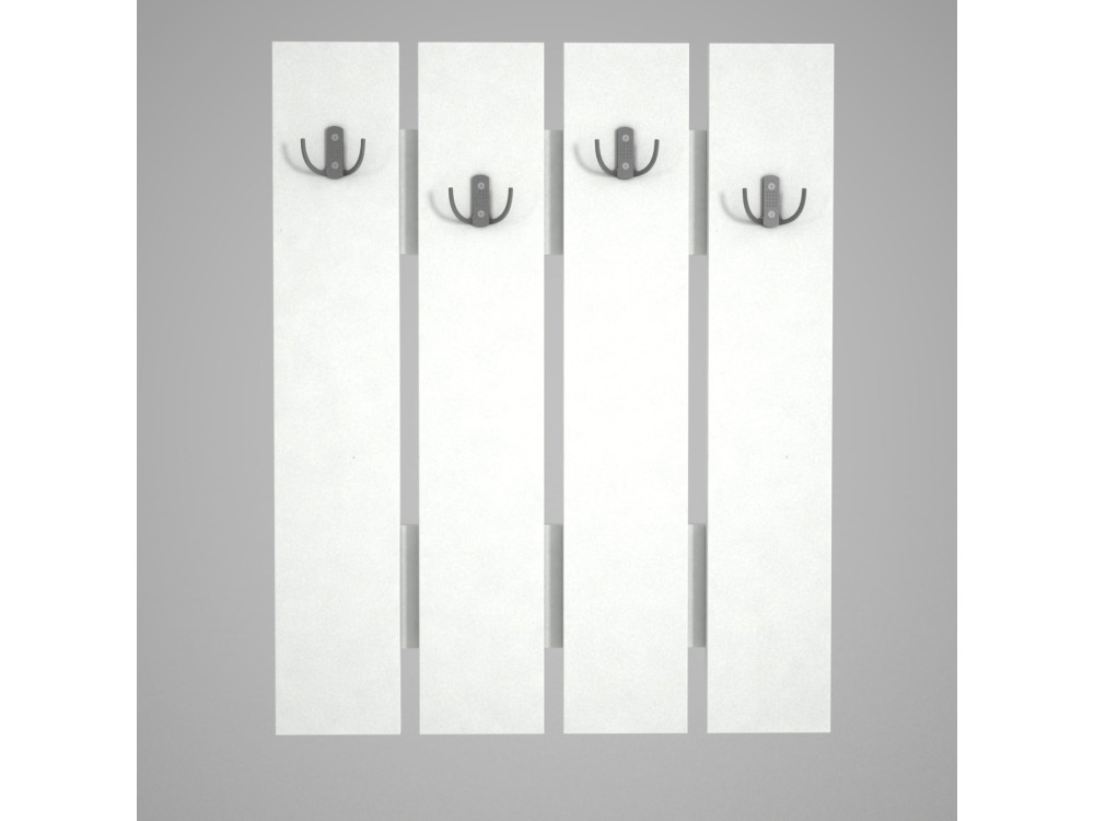 Appendiabiti da parete in legno "Anita" - 64 x 3 x 80 cm - Bianco