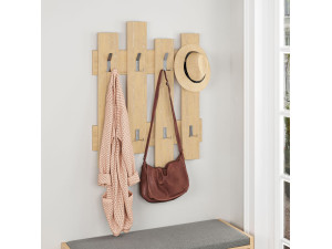 Appendiabiti da parete in legno "Wave" - 64 x 4 x 79 cm - Beige 2
