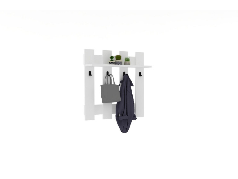 Appendiabiti da parete in legno "Carina" - 70 x 14 x 70 cm - Bianco