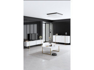 Set di mobili da salotto in legno "Luxe" - 160 x 35 x 80 cm - Bianco 2