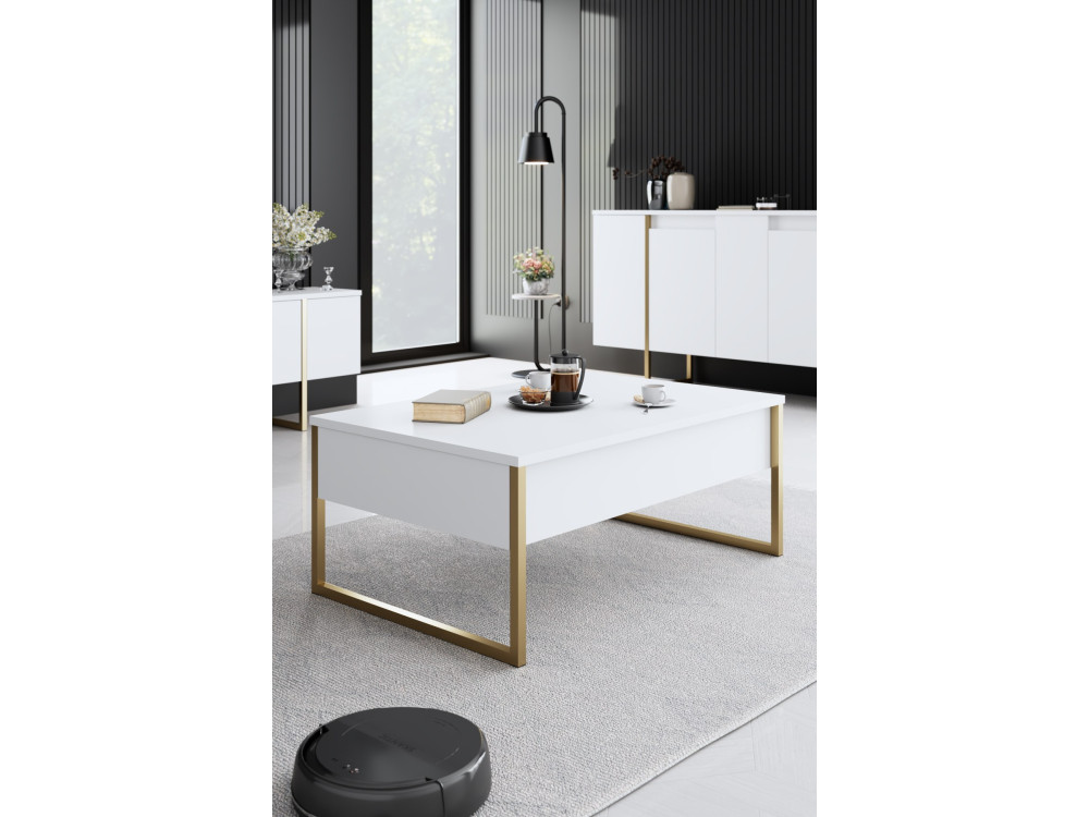 Set di mobili da salotto in legno "Luxe" - 160 x 35 x 80 cm - Bianco