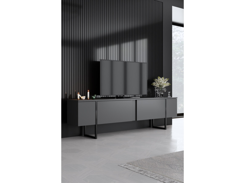 Set di mobili da salotto in legno "Luxe" - 160 x 35 x 80 cm - Nero