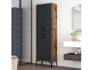 Mobile multiuso in legno "Berlin A" - 60 x 35 x 200 cm - Noce-Antracite 2
