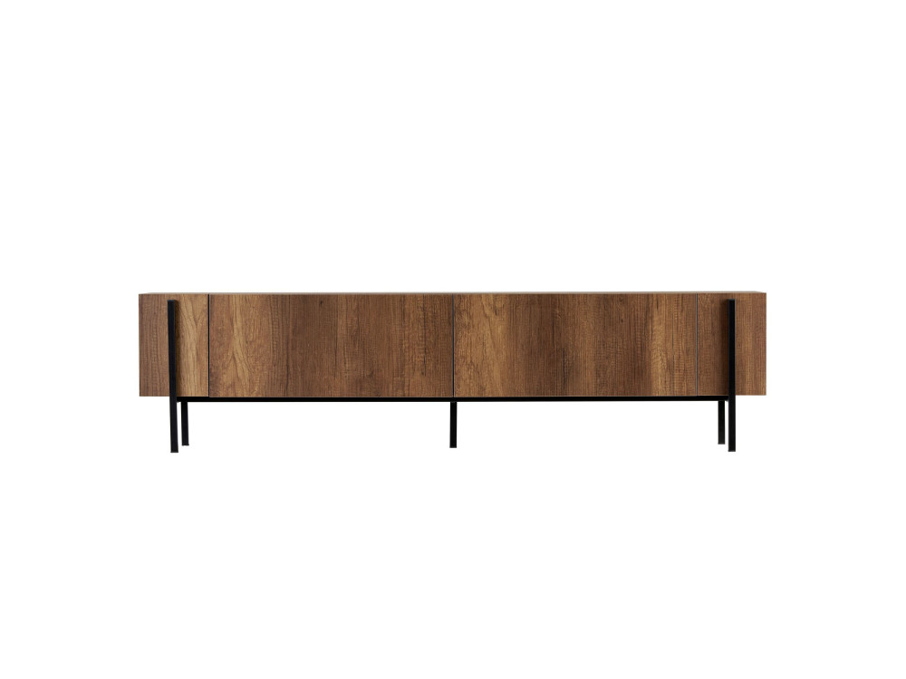Porta TV in legno "Nexus" - 180 x 30 x 45 cm - Noce barocco / Nero