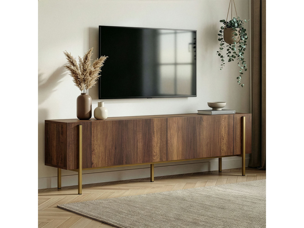 Porta TV in legno "Nexus" - 180 x 30 x 45 cm - Noce barocco oro