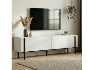 Porta TV in legno "Nexus" - 180 x 30 x 45 cm - Nero / Legno nero 2