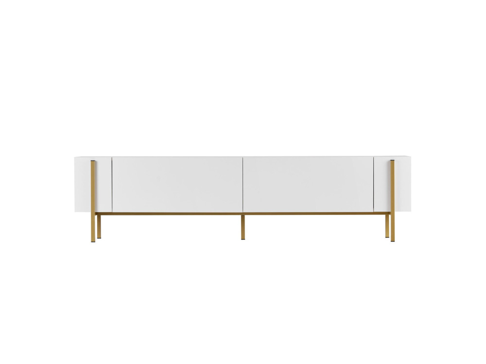 Porta TV in legno "Nexus" - 180 x 30 x 45 cm - Bianco / Oro