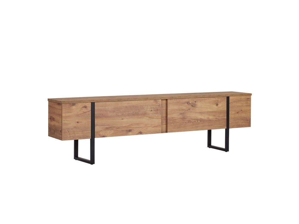 Porta TV in legno "Onera" - 180 x 30 x 50 cm - Pino Atlantico / Nero