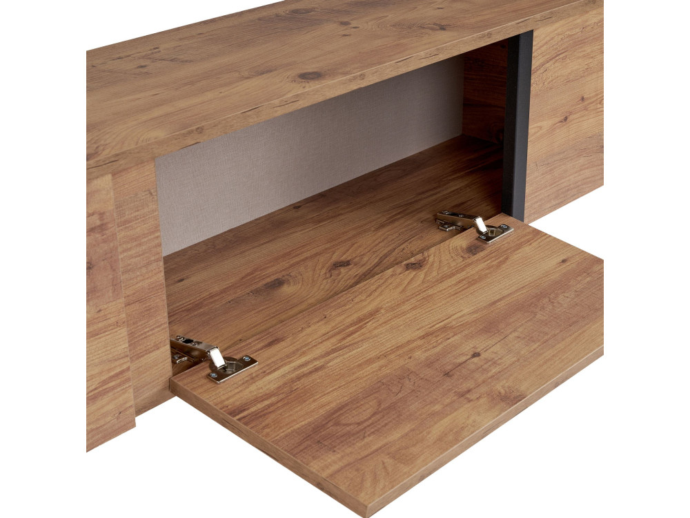 Porta TV in legno "Onera" - 180 x 30 x 50 cm - Pino Atlantico / Nero