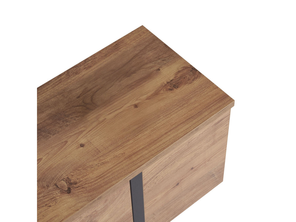 Porta TV in legno "Onera" - 180 x 30 x 50 cm - Pino Atlantico / Nero