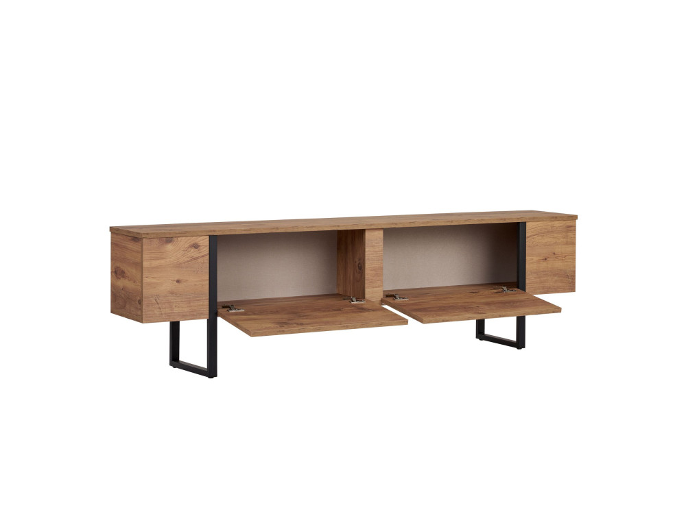 Porta TV in legno "Onera" - 180 x 30 x 50 cm - Pino Atlantico / Nero