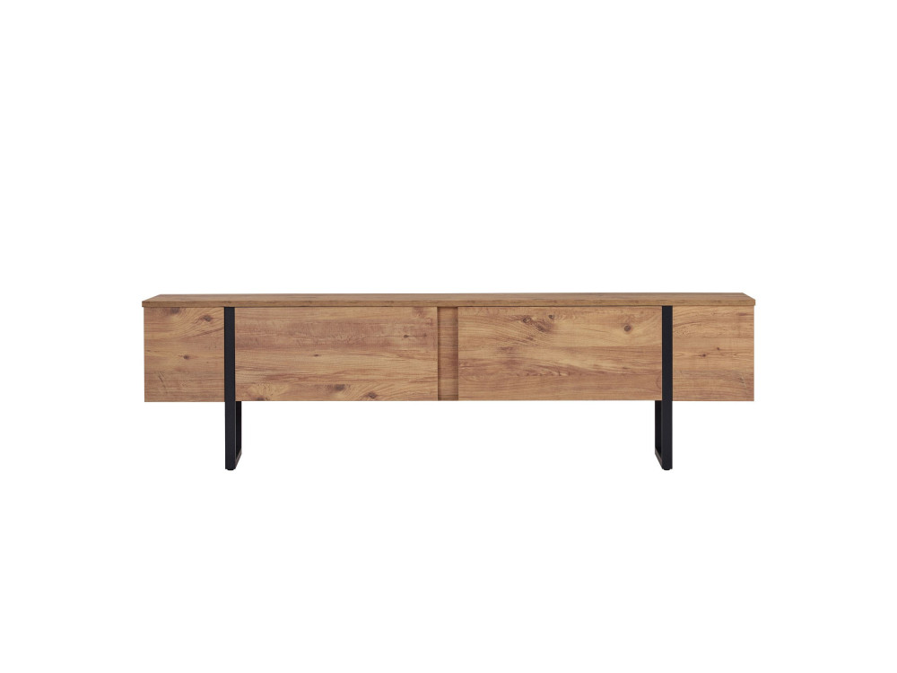Porta TV in legno "Onera" - 180 x 30 x 50 cm - Pino Atlantico / Nero