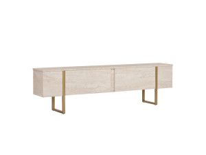 Porta TV in legno "Onera" - 180 x 30 x 50 cm - Travertino / Oro