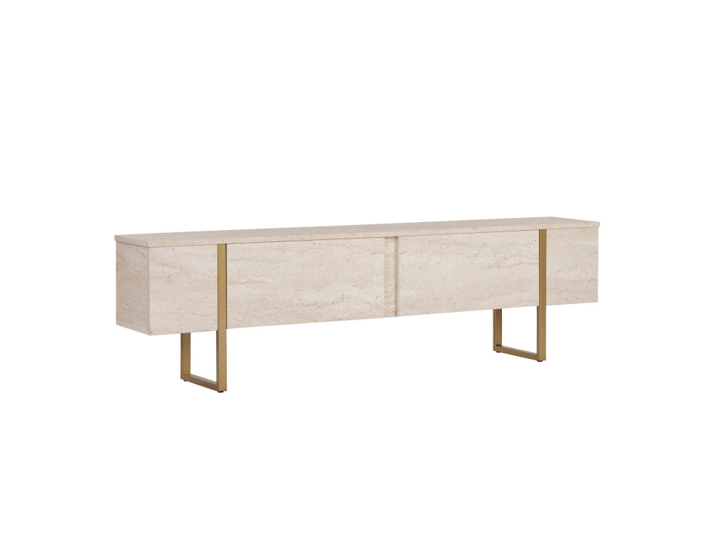 Porta TV in legno "Onera" - 180 x 30 x 50 cm - Travertino / Oro