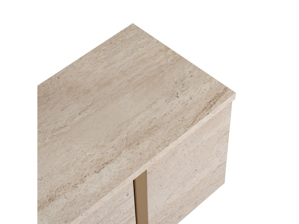 Porta TV in legno "Onera" - 180 x 30 x 50 cm - Travertino / Oro