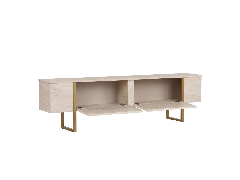 Porta TV in legno "Onera" - 180 x 30 x 50 cm - Travertino / Oro