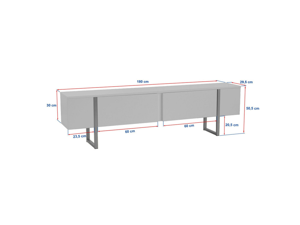 Porta TV in legno "Onera" - 180 x 30 x 50 cm - Travertino / Oro