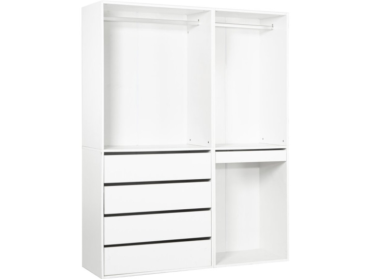 Kit dressing modulable avec penderie, tiroirs et rangements "Opéra" - 2 éléments - Blanc