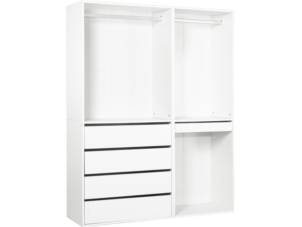 Kit dressing modulable avec penderie, tiroirs et rangements "Opéra" - 2 éléments - Blanc