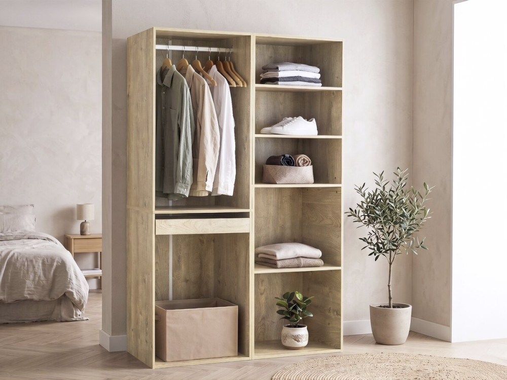 Kit dressing modulable avec penderie, porte-pantalons et 5 étagères  "Opéra" - 2 éléments - Beige