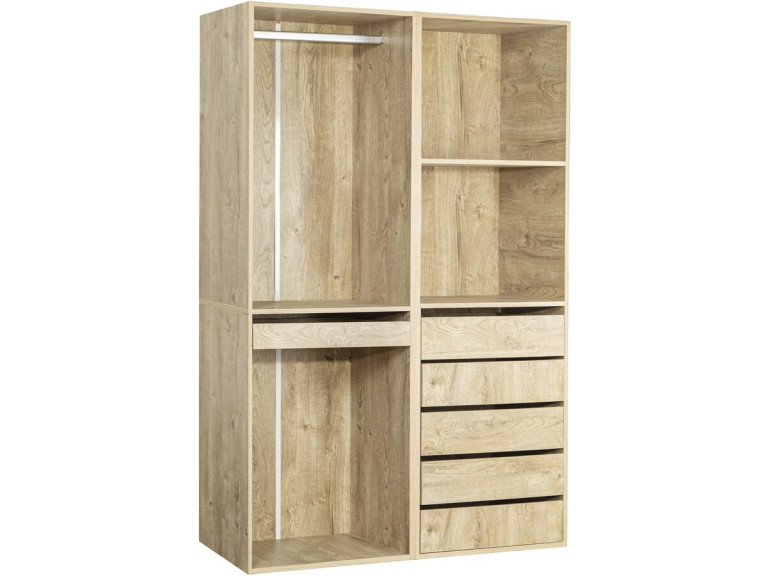 Kit dressing modulable avec penderie, porte-pantalons, 5 tiroirs et 2 étagères "Opéra" - 2 éléments - Beige
