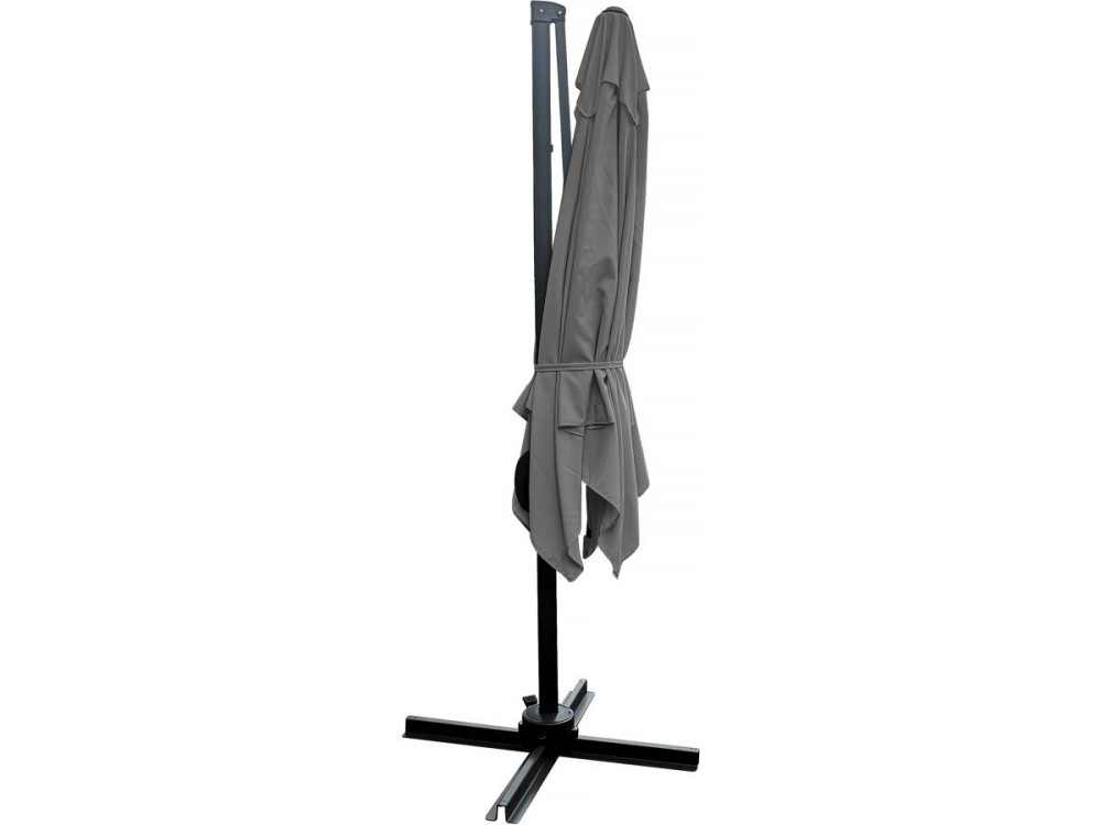 Ombrellone da giardino offset "Soleil" - Quadrato - 2,5 x 2,5 m - Grigio + Piastrelle di zavorra incluse
