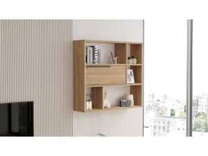 Mensola da parete in legno "Calvin" - 90 x 22 x 81 cm - Marrone 2