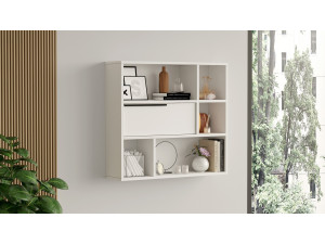 Mensola a muro in legno "Calvin" - 90 x 22 x 81 cm - Bianco 2