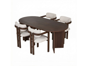 Set di tavolo e sedie in legno Meridia 4" (5 pezzi) - 180 x 90 x 75 cm - Bianco
