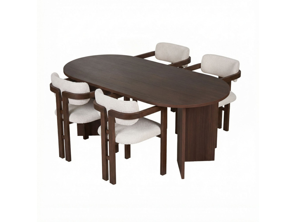 Set di tavolo e sedie in legno Meridia 4" (5 pezzi) - 180 x 90 x 75 cm - Bianco