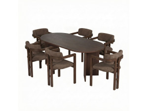 Set tavolo e sedie in legno Meridia 6" (7 pezzi) - 180 x 90 x 75 cm - Marrone