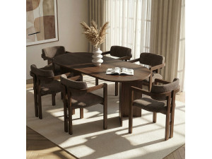 Set tavolo e sedie in legno Meridia 6" (7 pezzi) - 180 x 90 x 75 cm - Marrone 2