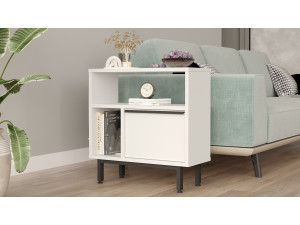 Tavolino in legno "Calvin" - 60 x 25 x 60 cm - Bianco 2