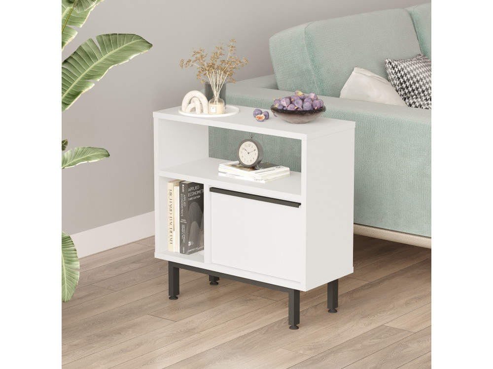 Tavolino in legno "Calvin" - 60 x 25 x 60 cm - Bianco