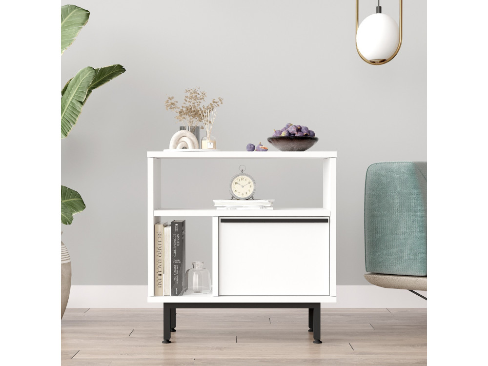 Tavolino in legno "Calvin" - 60 x 25 x 60 cm - Bianco